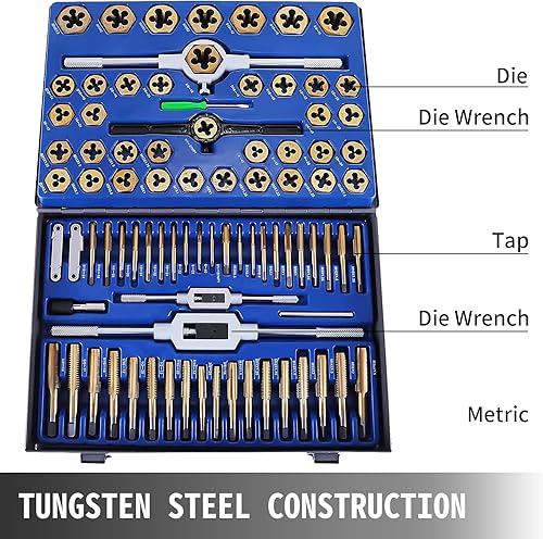 Miniatura 2 de VEVOR Juego de 86 piezas de grifos y troqueles, juego de grifos y troqueles métrico y estándar, SAE y métrico con estuche de almacenamiento, juego