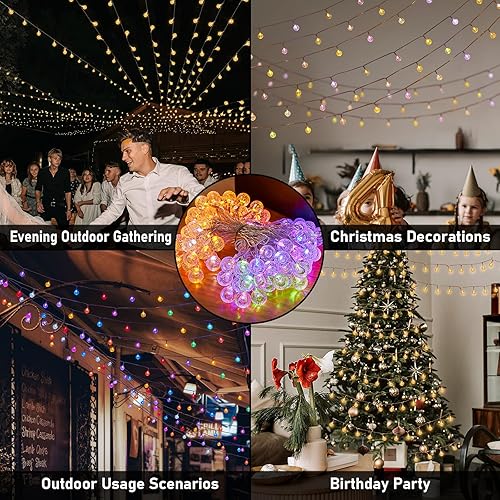 Miniatura 6 de YCoisini Guirnalda de luces para exteriores, 100 luces LED de 50 pies de globo de cristal con 16 modos de iluminación