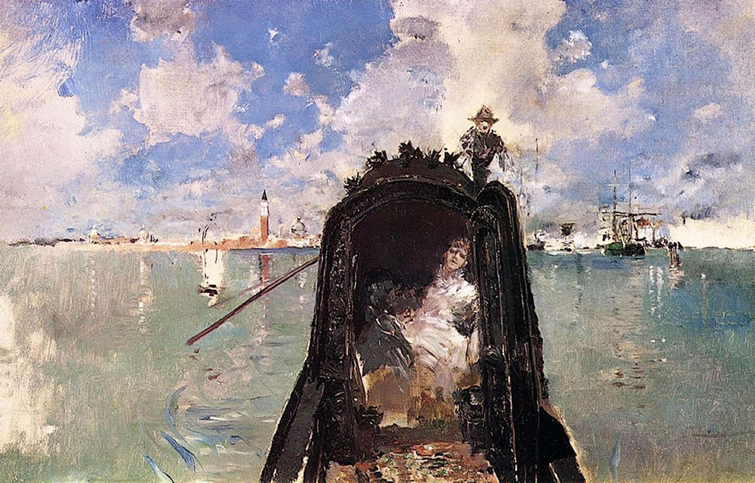 Artxlxxbn No Frame Famous Painting Art Wall Decor Abstract Art Picture In The Gondola By Robert Frederick Blum Animal Pictures For Home Decor 60X90cm