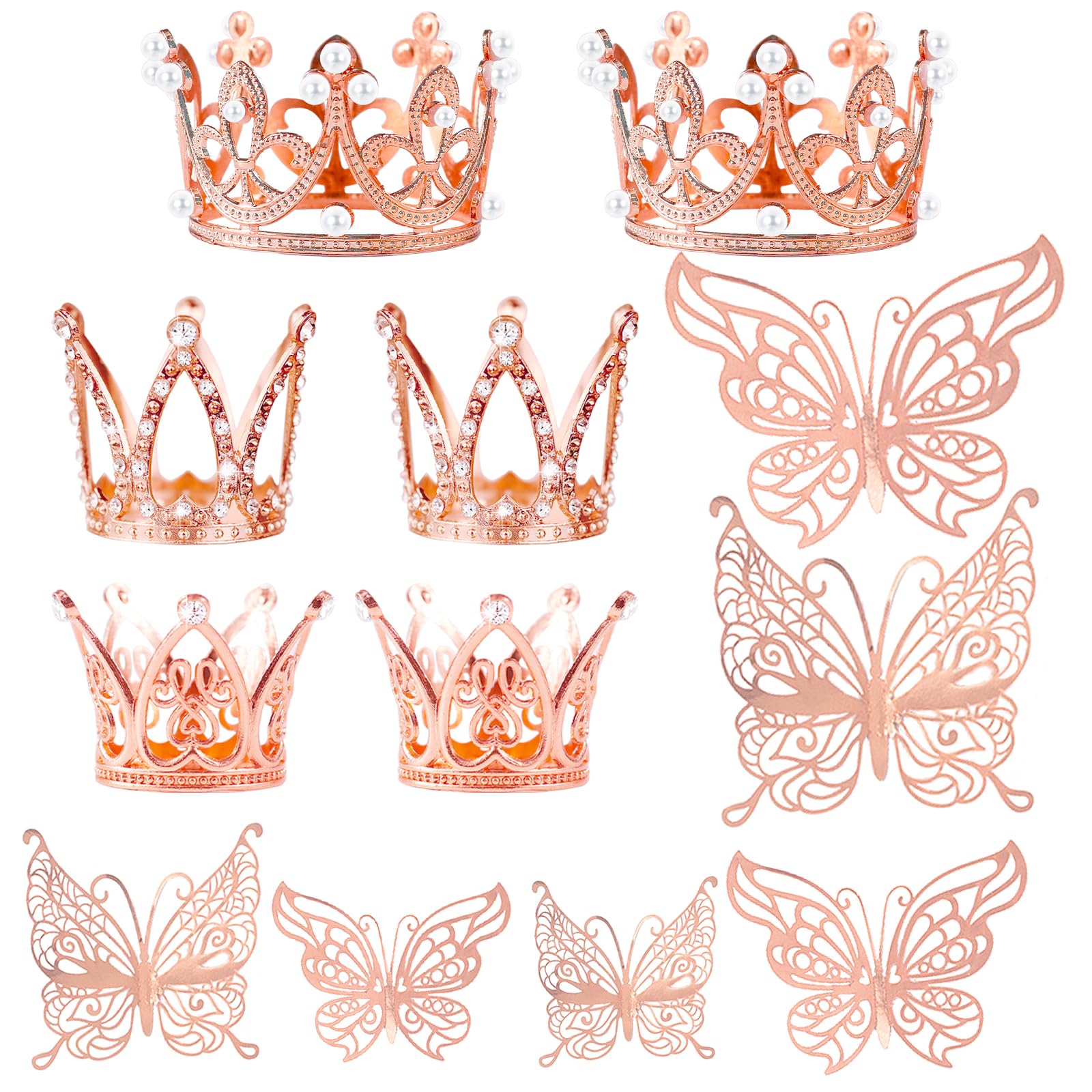 Amazon.com: 30 Pieces Mini Crown Cake Topper Small Rose Gold Crown Mini ...
