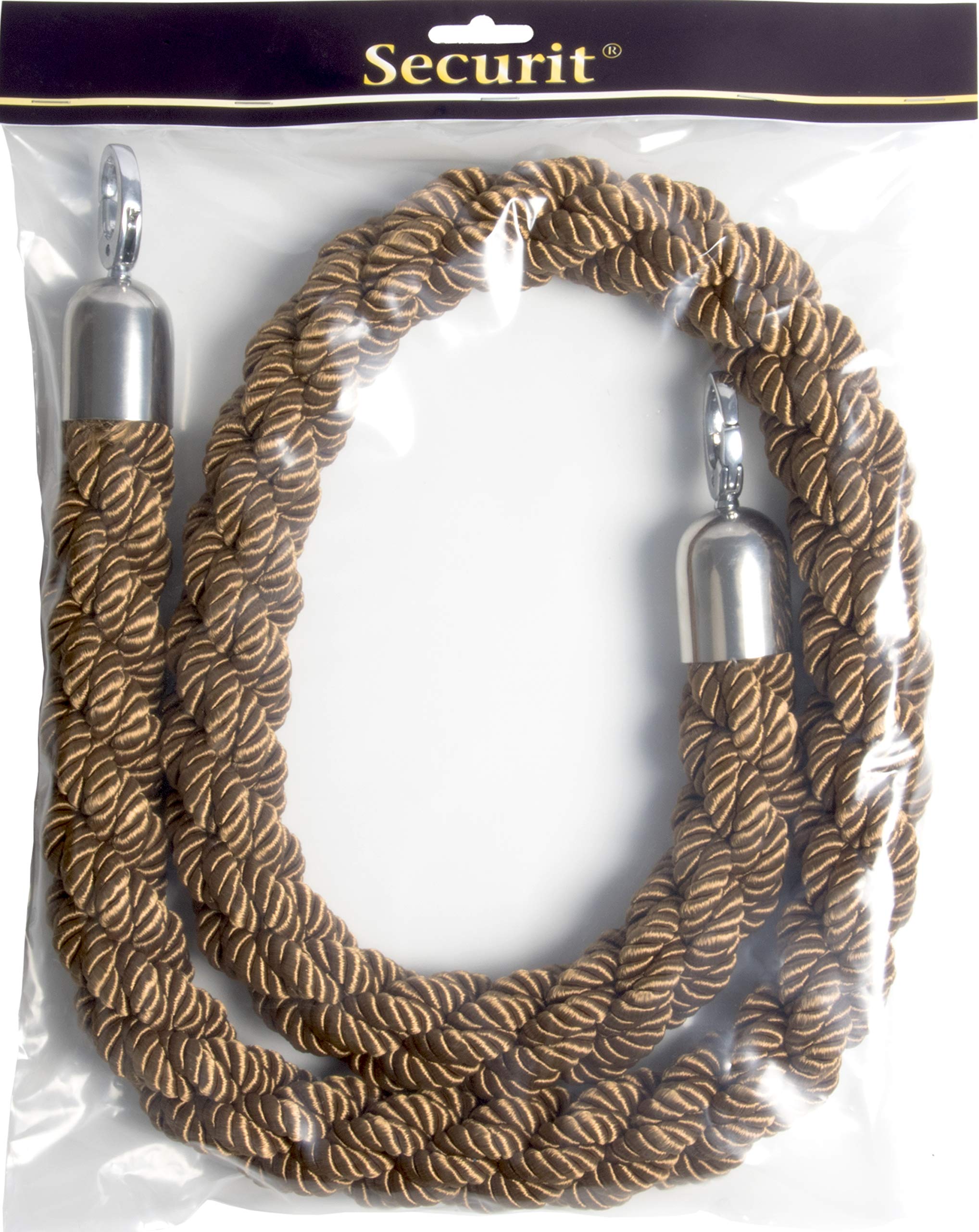 Securit Classic barrier rope - Twisted ship rope with golden ends and clip/hook - 150cm