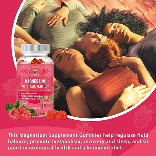 Miniatura 7 de Gomitas de glicinato de magnesio de 65 unidades, 700 mg, suplementos de glicinato de magnesio con vitaminas D, B6, CoQ10, para dormir, relajación y