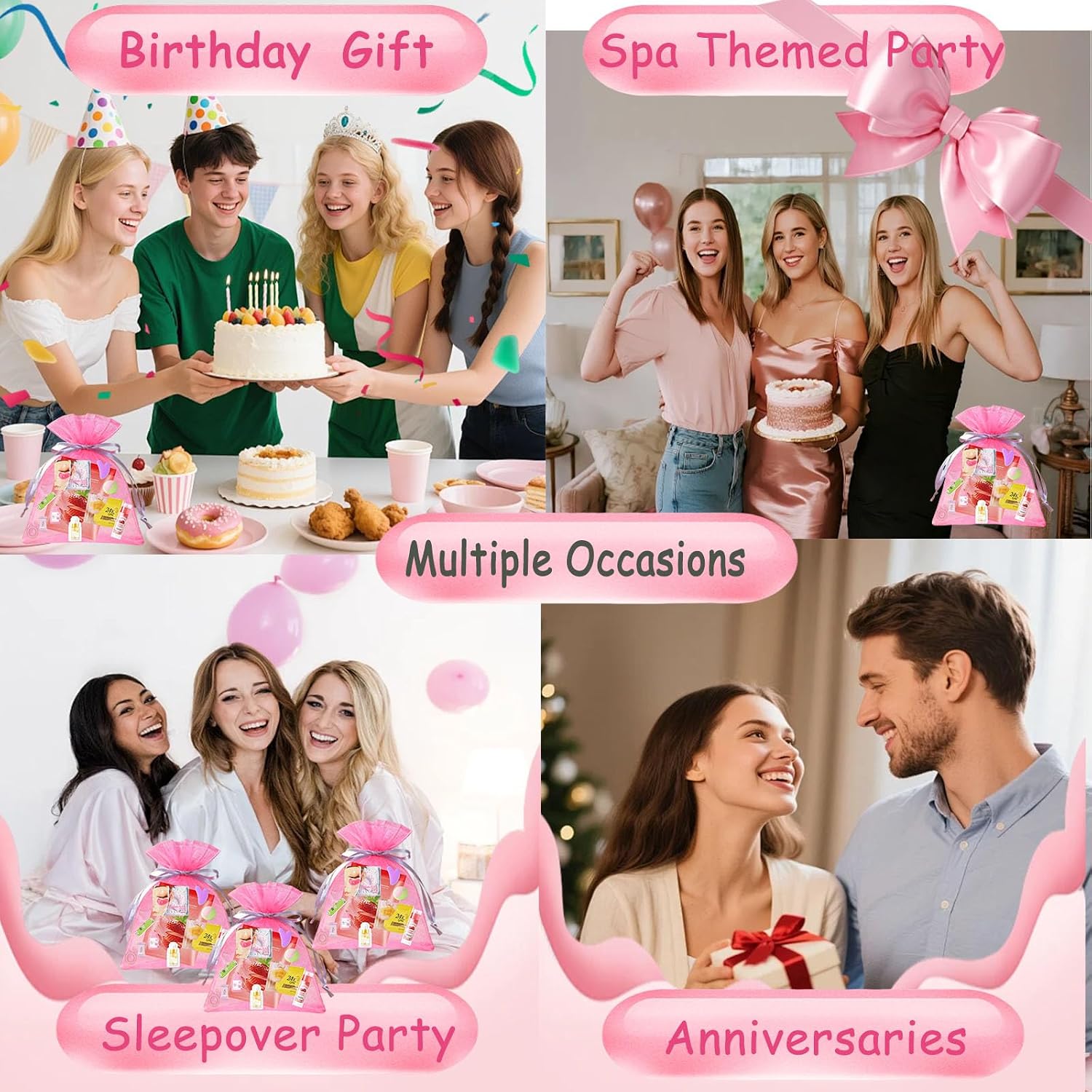 130 PCS Spa Party Supplies for Women, Spa Party Favors Include Face Masks,Hand Cream,Eye Patches,Hairband,Foot Bath Bombs,Spa Birthday Sleepover Party Supplies for Women,Mothers Day Gifts Bulk