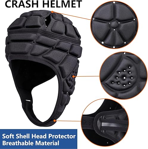 Miniatura 3 de Casco de fútbol de concha suave gorra Scrum 7v7 casco de rugby acolchado portero ajustable casco de portero de fútbol con bandera para niños jóvenes