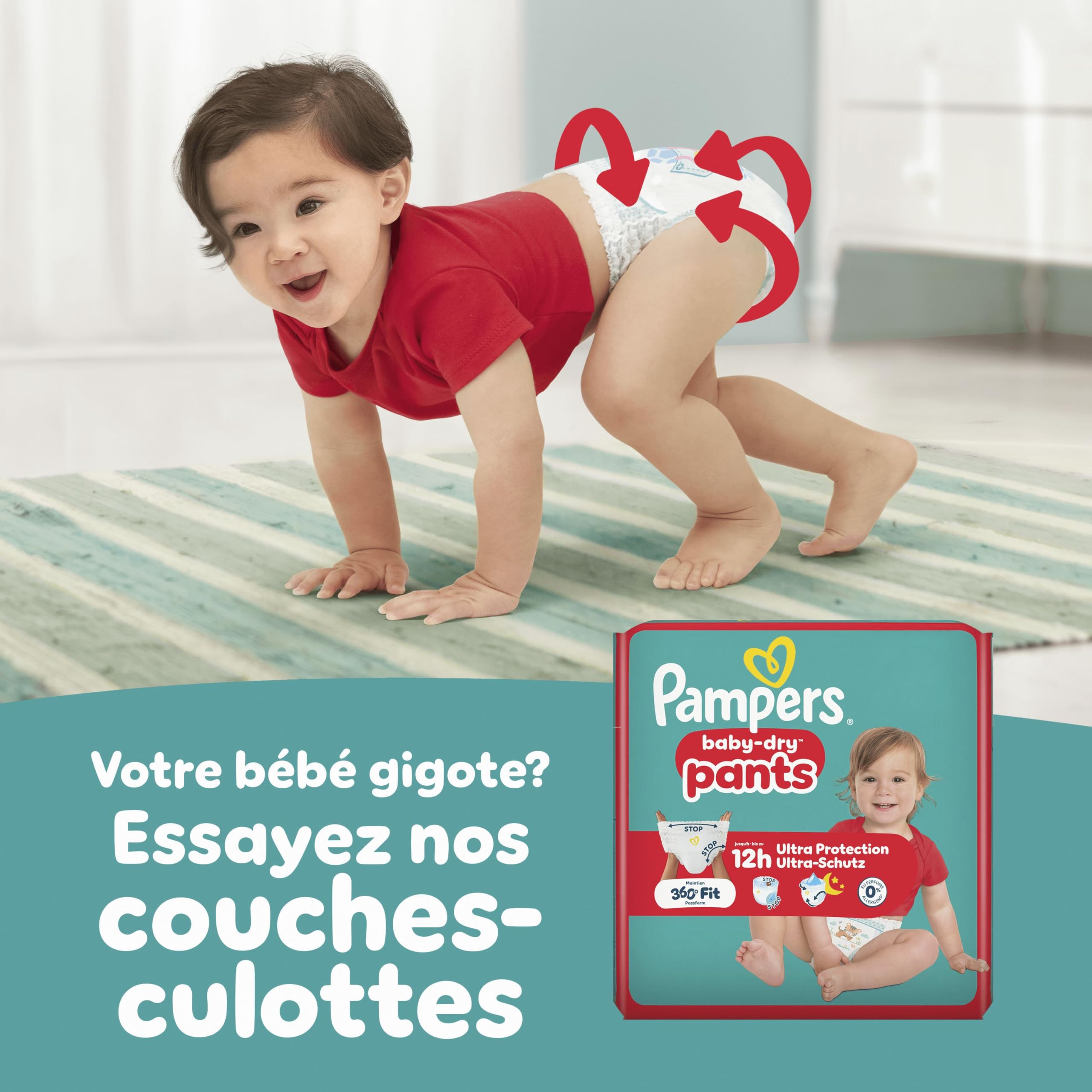 Pampers Baby-Dry Taille 3, 140 Couches, 6kg-10kg, Une Nuit Confortable Jusqu’À 100% Sans Fuites