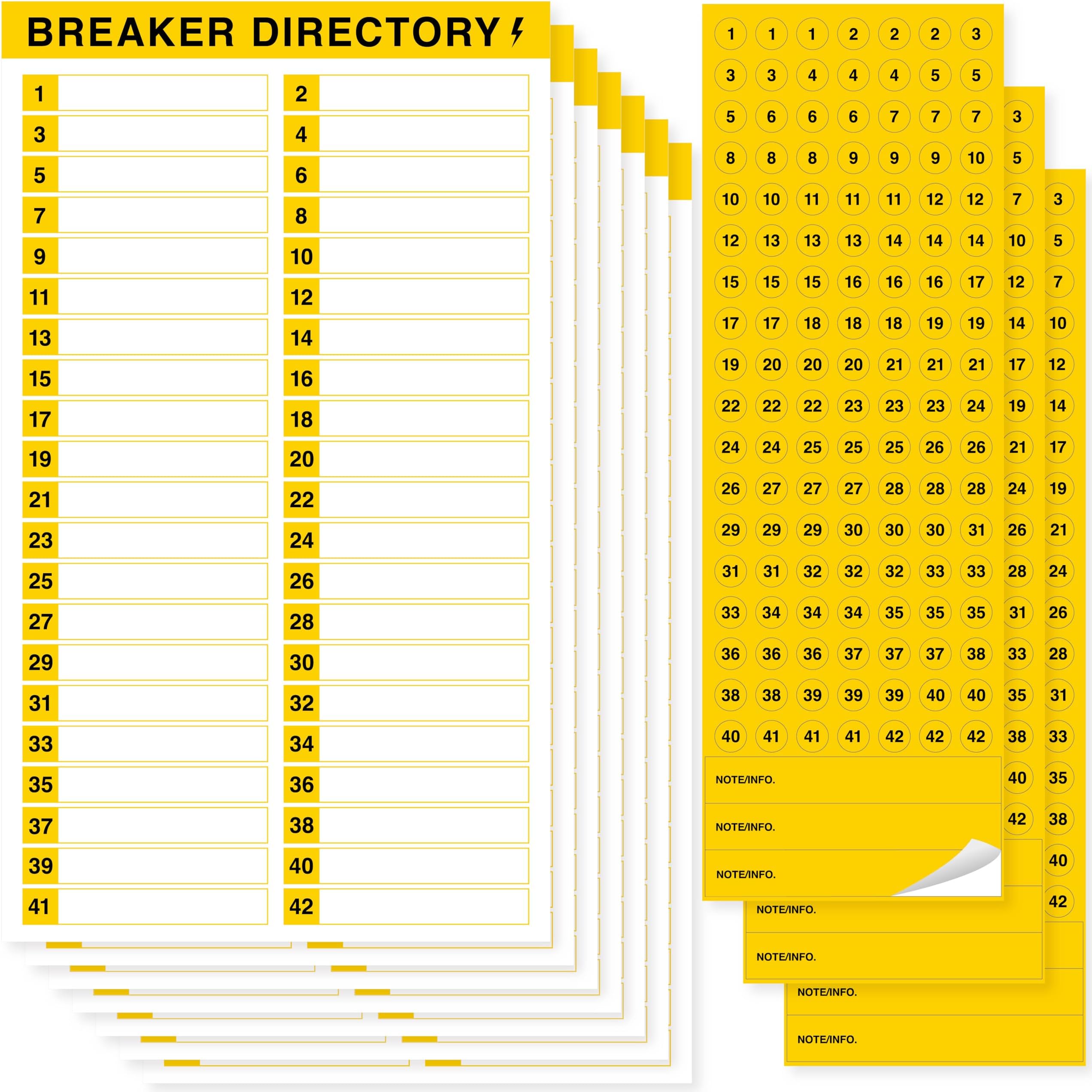 Hebayy 10 Sheets Breaker Panel Labels, 7 Breaker Catalog Stickers & 3 Number Stickers, Waterproof Reusable Self-Adhesive Electrical Stickers