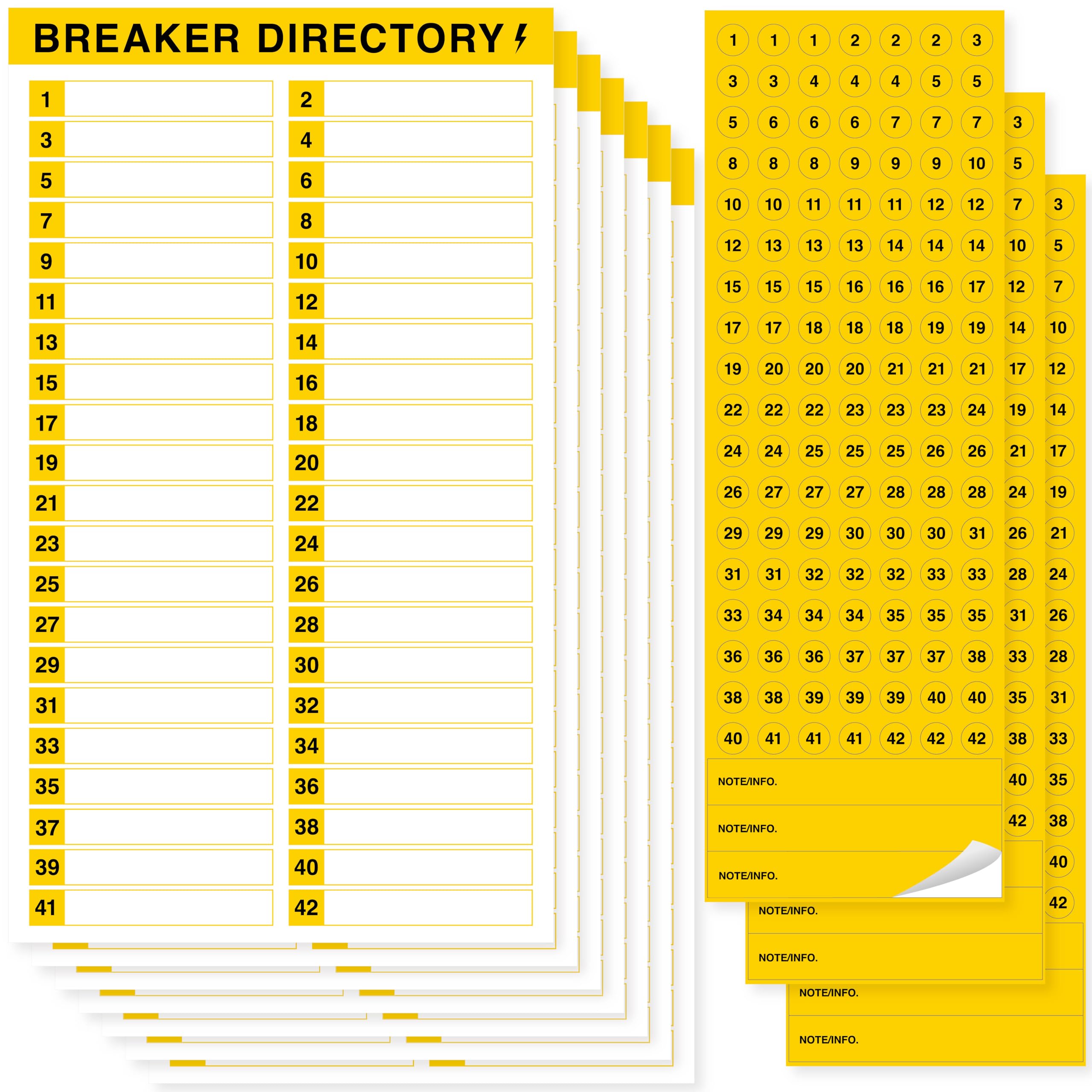 Hebayy10 Sheets Breaker Panel Labels, 7 Breaker Catalog Stickers & 3 Number Stickers, Waterproof Reusable Self-Adhesive Electrical Stickers