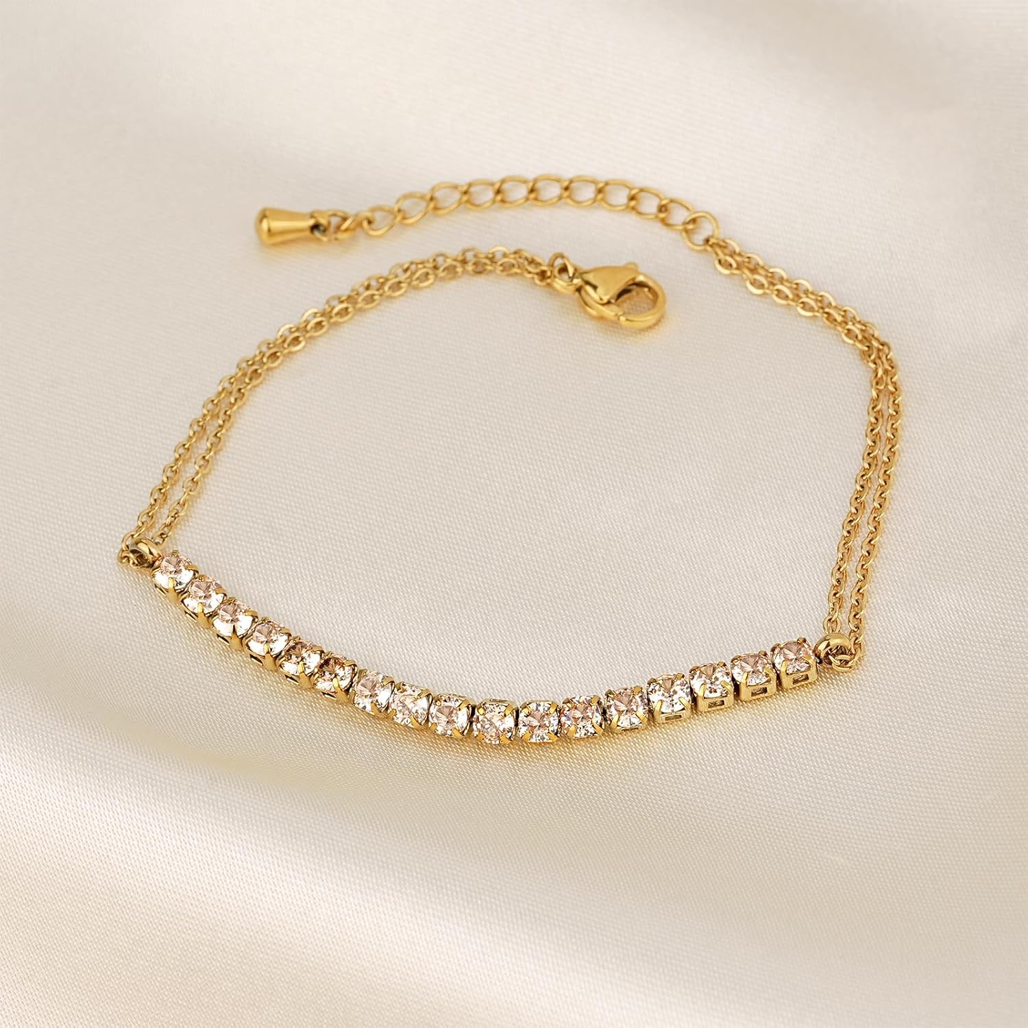 Tennis Bracelet with Sparkling Cubic Zirconia Gold Bracelets for Women Adjustable Birthstone Bracelet Jewelry for Women - Image 4