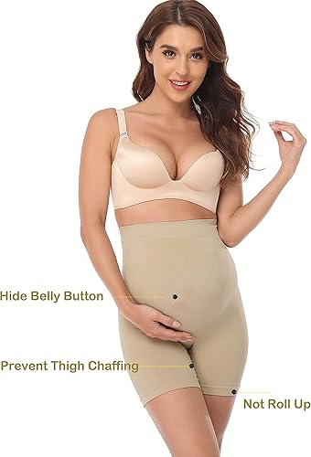 Miniatura 6 de Suwindy Fajas de maternidad para apoyo del vientre ropa interior de embarazo de cintura alta a mitad del muslo