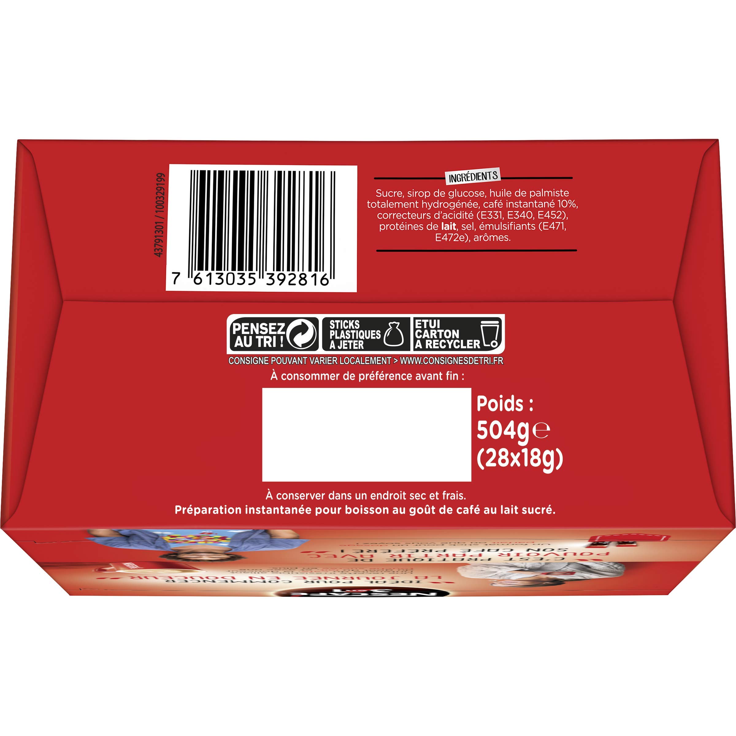 NESCAFÉ 3en1, Café au lait sucré, Café soluble, Boîte de 28 Sticks