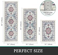 Vista 2 de Bsmathom Juego de alfombras de cocina de granja de 3 piezas con corredor, tapetes de cocina bohemios para piso, tapete de cocina lavable