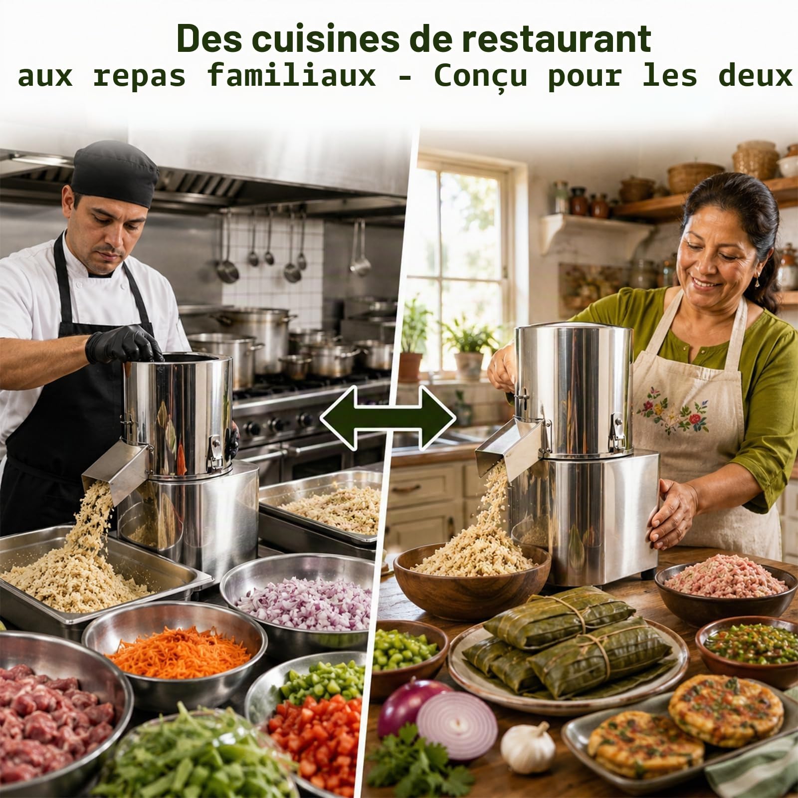 Hachoir Électrique Professionnel 400W, Broyeur de Légumes et Viande en Acier Inoxydable, 220V, Capacité 40-60kg/h, Idéal pour Restaurants, Cantine et Cuisine Familiale, Facile à Nettoyer