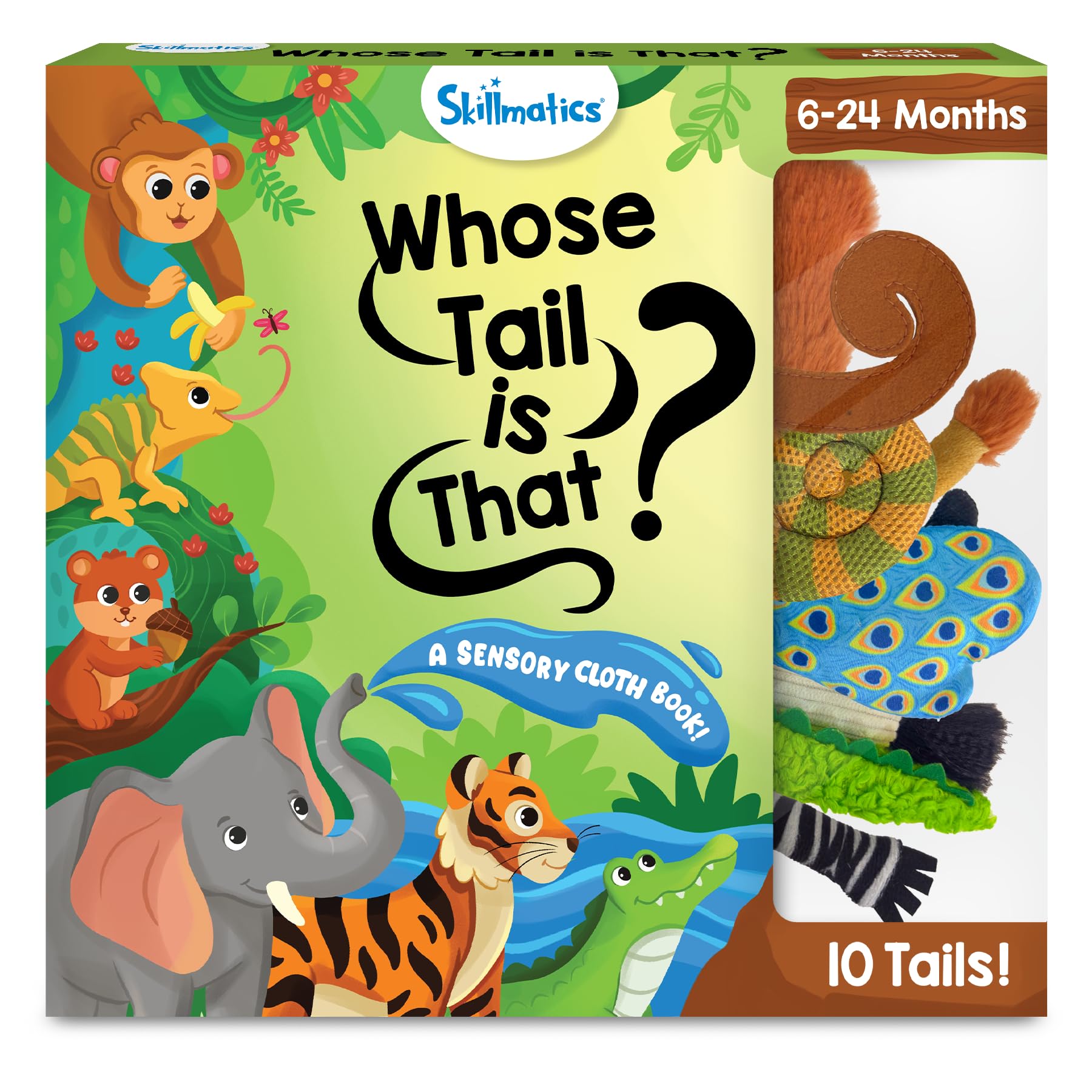 Skillmatics Sensory Cloth Book - 10 Animal Tails, Interactive Baby Book with Crinkle Pages for Tactile Exploration, Early Learning & Sensory Play, Educational Toy & Gift for Babies 6-24 Months