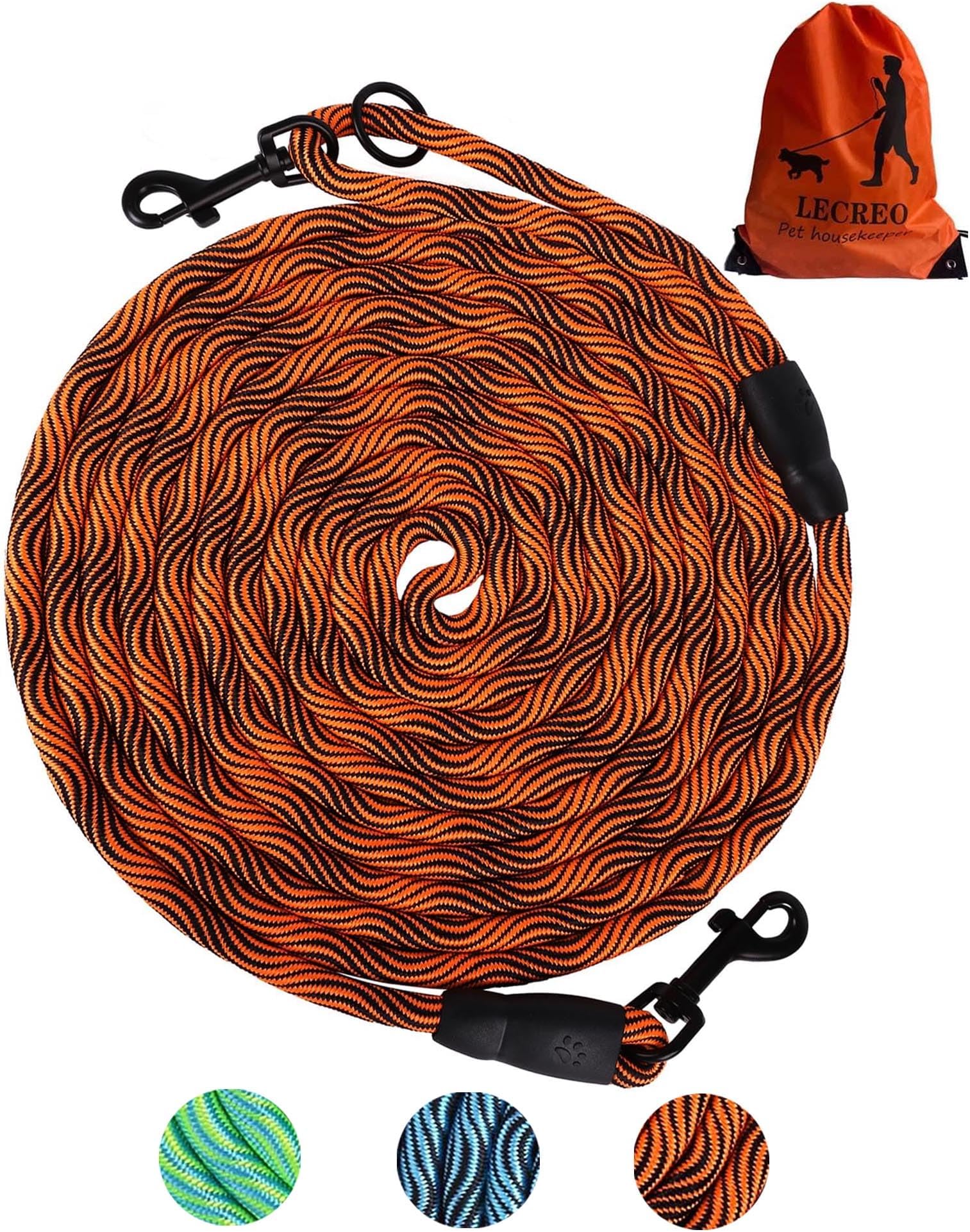 Hi Kiss 100-Foot Dog Training Lead - Long Nylon Leash For Recall, Obedience & Outdoor Play (3/4" Wide, Swivel Clip) - View #12