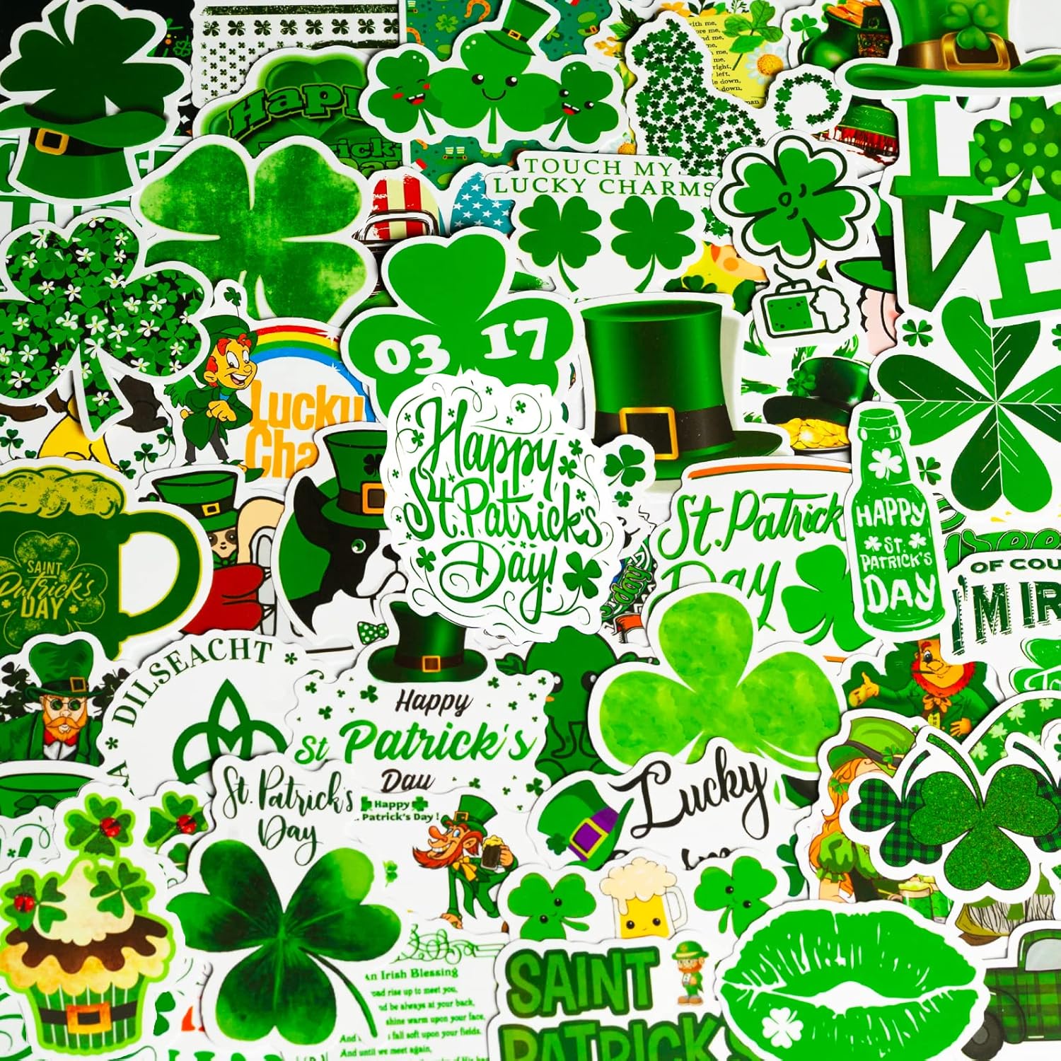 200 Pcs St.Patrick's Day Stickers Shamrock Stickers, Vinyl Waterproof Stickers for Water Bottle Laptop Gift St. Patrick's Day Decorations Party Supplies (St.Patrick's Day Stickers) Thumbnail