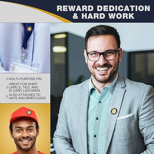 Miniatura 3 de SHOP AWARDS AND GIFTS Pin de solapa esmaltado con acabado dorado, regalos de reconocimiento de agradecimiento al personal