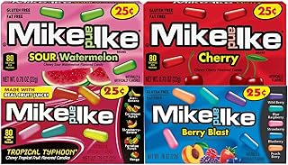Mike & Ike Chewy Candy Variety Pack | Berry Blast, Tropical, Watermelon, Cherry | 0.78 Ounce (Pack of 24)