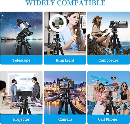 Miniatura 4 de Trípodes de cámara de trípode, trípode de 74 pulgadas para cámara de teléfono celular, fotografía de video, trípode de soporte de cámara alta