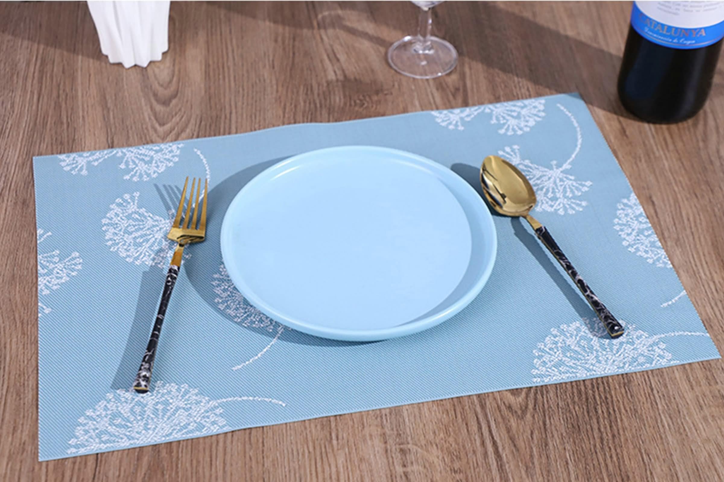 Juego de 10 salvamanteles para mesa, manteles individuales, estilo bohemio, 45 x 30 cm, rectangulares, con diseño de diente de león, PVC para mascotas