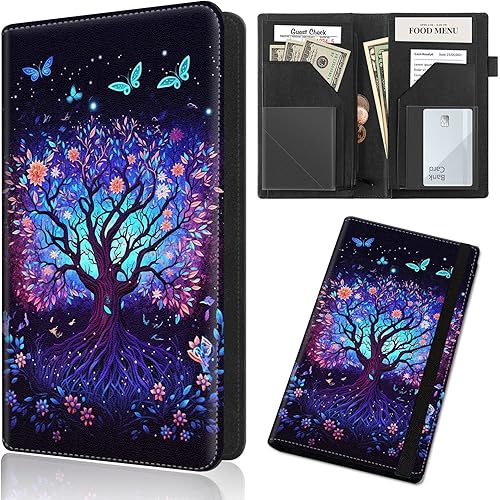 Miniatura 17 de Server Book,Waitress Book,5x9 Inch Server Books for Waitress & Waiter, Cute PU Leather Serving Book Guest Check Presenters Organizer with Zipper