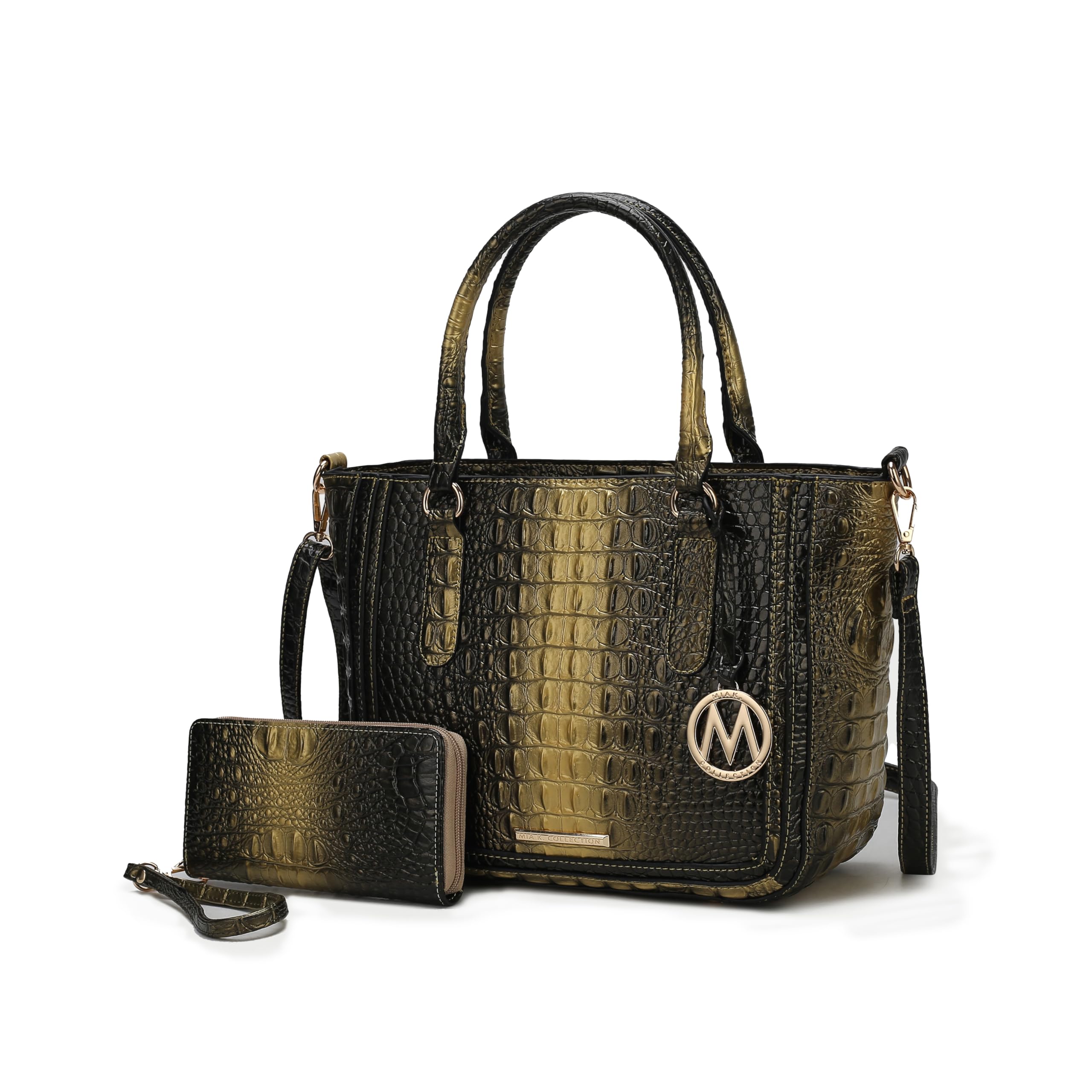 MKF Collection Satchel Bag for Women’s Crocodile Embossed Vegan leather Crossbody Tote Handbag Top-Handle Purse by Mia K