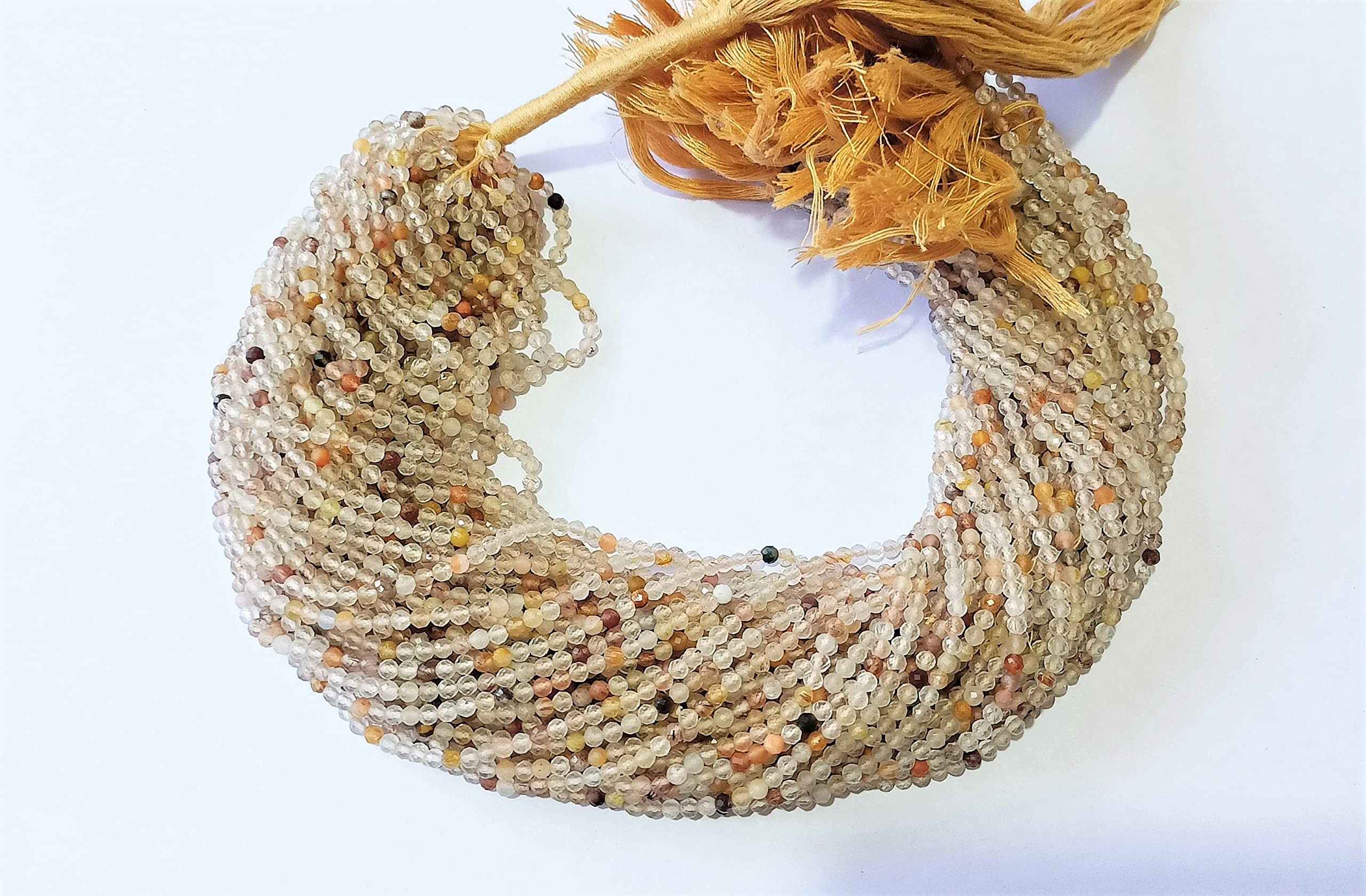 Naturalny miedziany rutylowy kwarc fasetowany okrągłe koraliki około 3 mm | sznurek 30 cm | koraliki do biżuterii DIY - kolczyki, bransoletka, łańcuszek na kostkę, naszyjnik, 10 pasemek