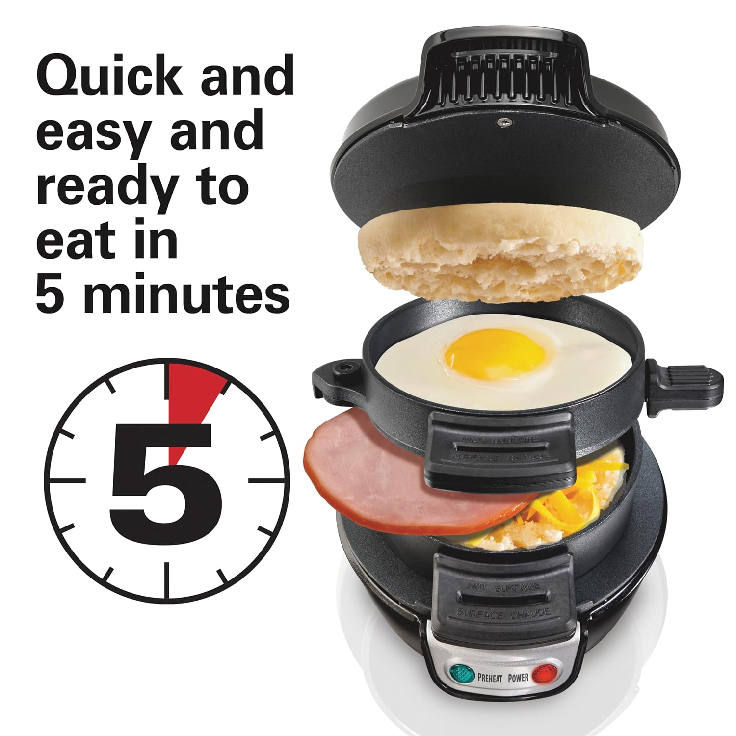 Hamilton Beach Breakfast Sandwich Maker with Egg Ring - Image 7