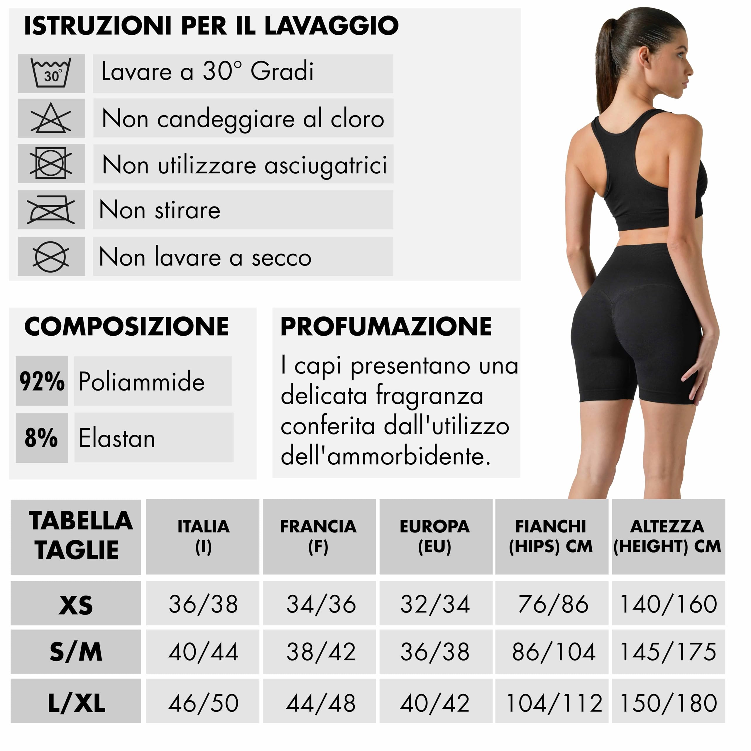 Risalti Leggins Push Up Shorts Donna Sportivi Sculpt - Pantaloncini Donna, Leggins Sportivi Donna Yoga e Fitness, Leggings Donna Vita Alta Senza Cuciture - 100% Made in Italy