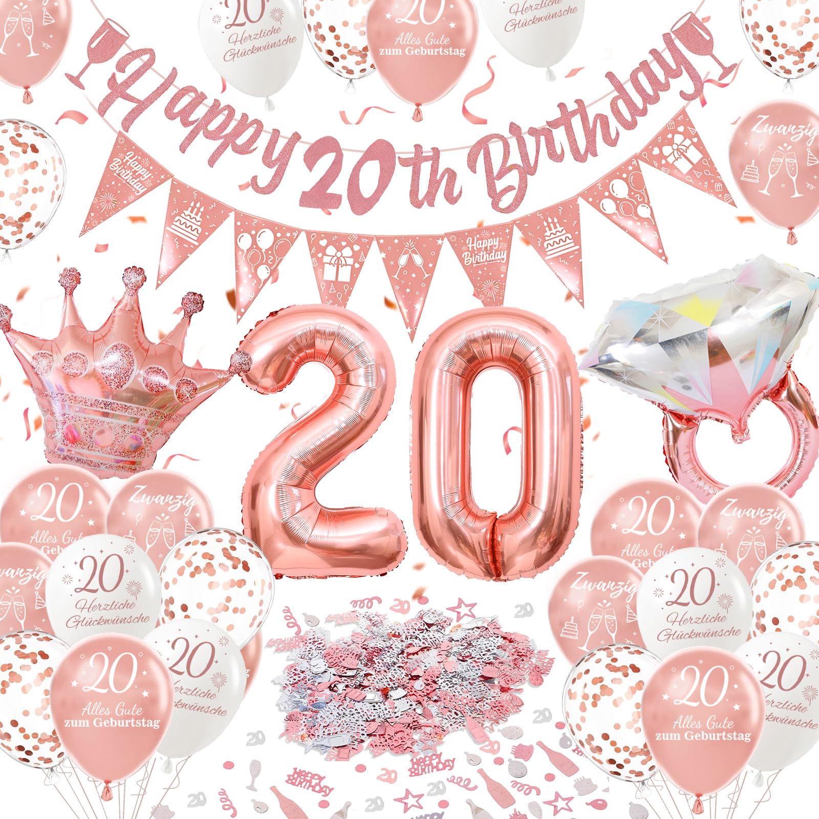 Deko 16. Geburtstags Mädchen, Roségold Luftballons 16 Jahre Geburtstagsdeko, 16 Alles Gute zum Geburtstag Ballons, Geburtstagsdeko 16 Happy Birthday Banner für Freundin Tochter