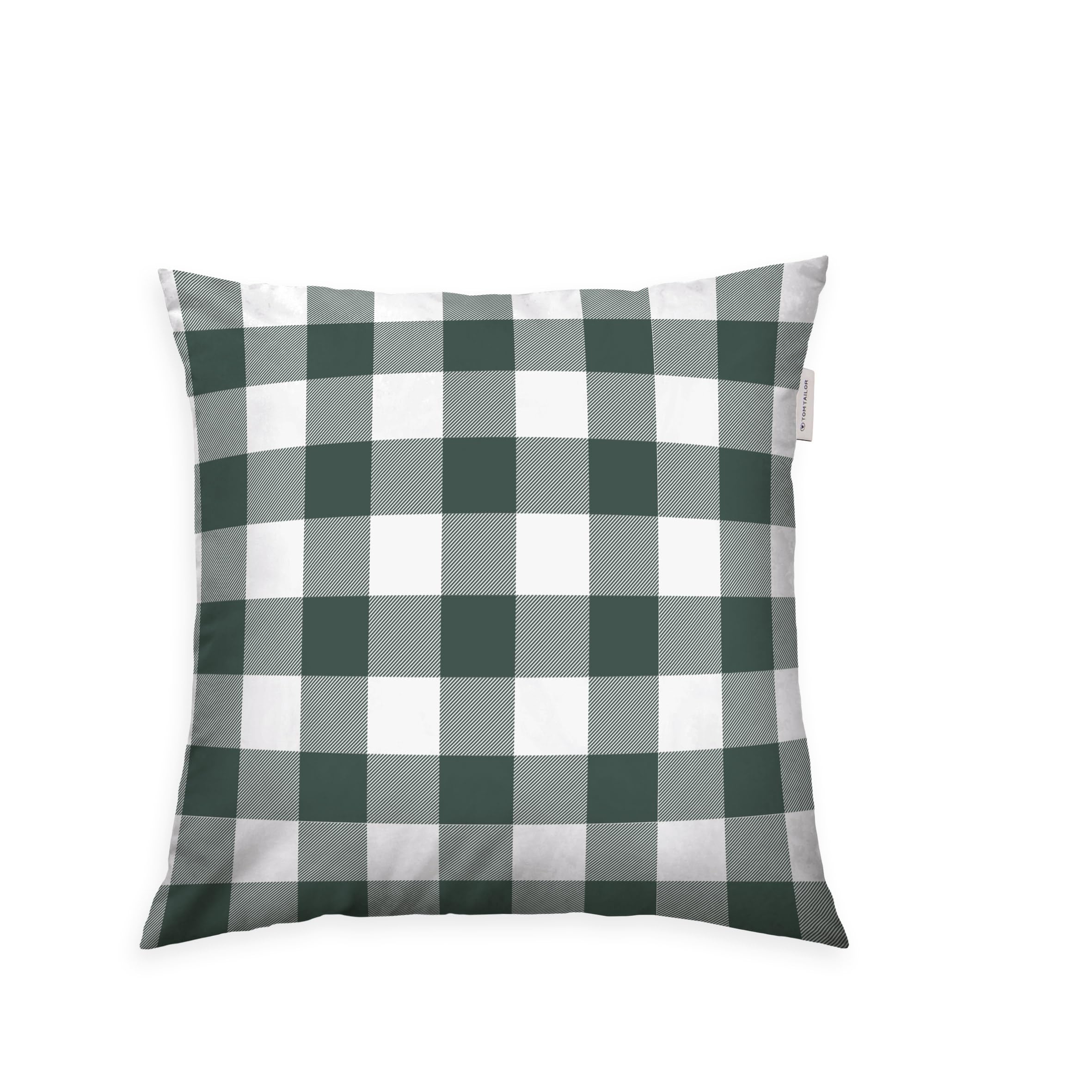 TOM TAILOR Flanell-Kissenhülle, 40x40 cm, 100% Baumwolle/ Flanell, Mit Wendemotiv und farbigem Markenreißverschluss, CLASSIC CHECK Grün, Braun (Forest & Rusty Red)