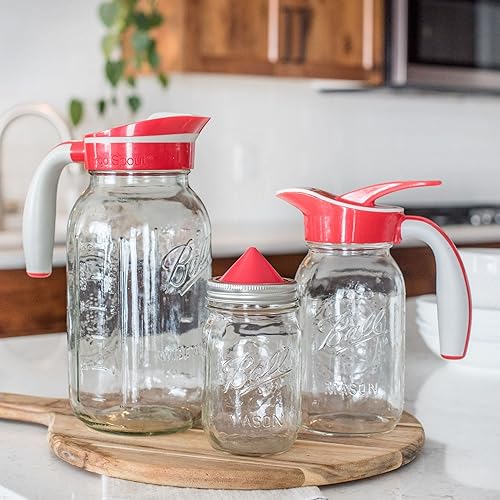 Miniatura 4 de Culinesco Ergo Spout - Juego de cuatro tarros de vidrio para jarabes, aderezos, jugo, té helado, café frío, aceite y vinagre, salsa de soja (azul