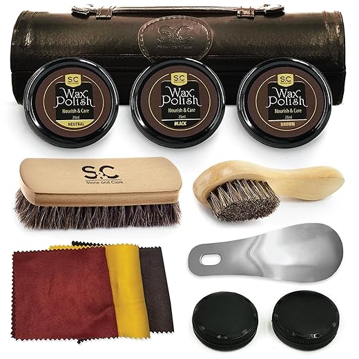 Original Shoe Polish & Care Kit - Leather Shoe Shine Kit for Men & Women w/Brown, Black, Neutral Polish Leather Boot Care Kit