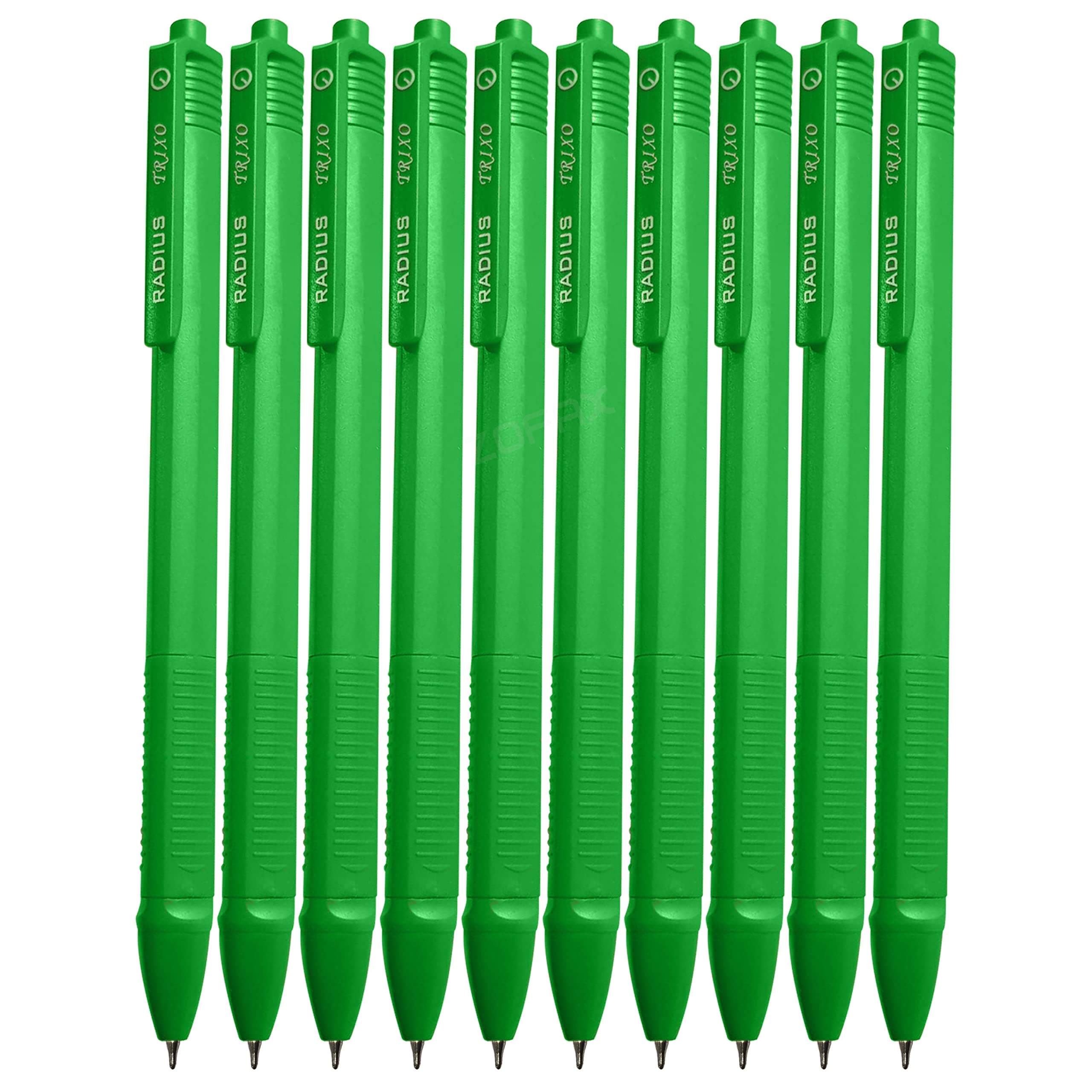 RADIUS Trixo Retractable Ballpoint Pens, GREEN, Fine Point (0.7mm), Pack of 20, Triangular Grip, Smooth Ball Pens, School Office Home Hospital Doctor Nurse Use โ image 1