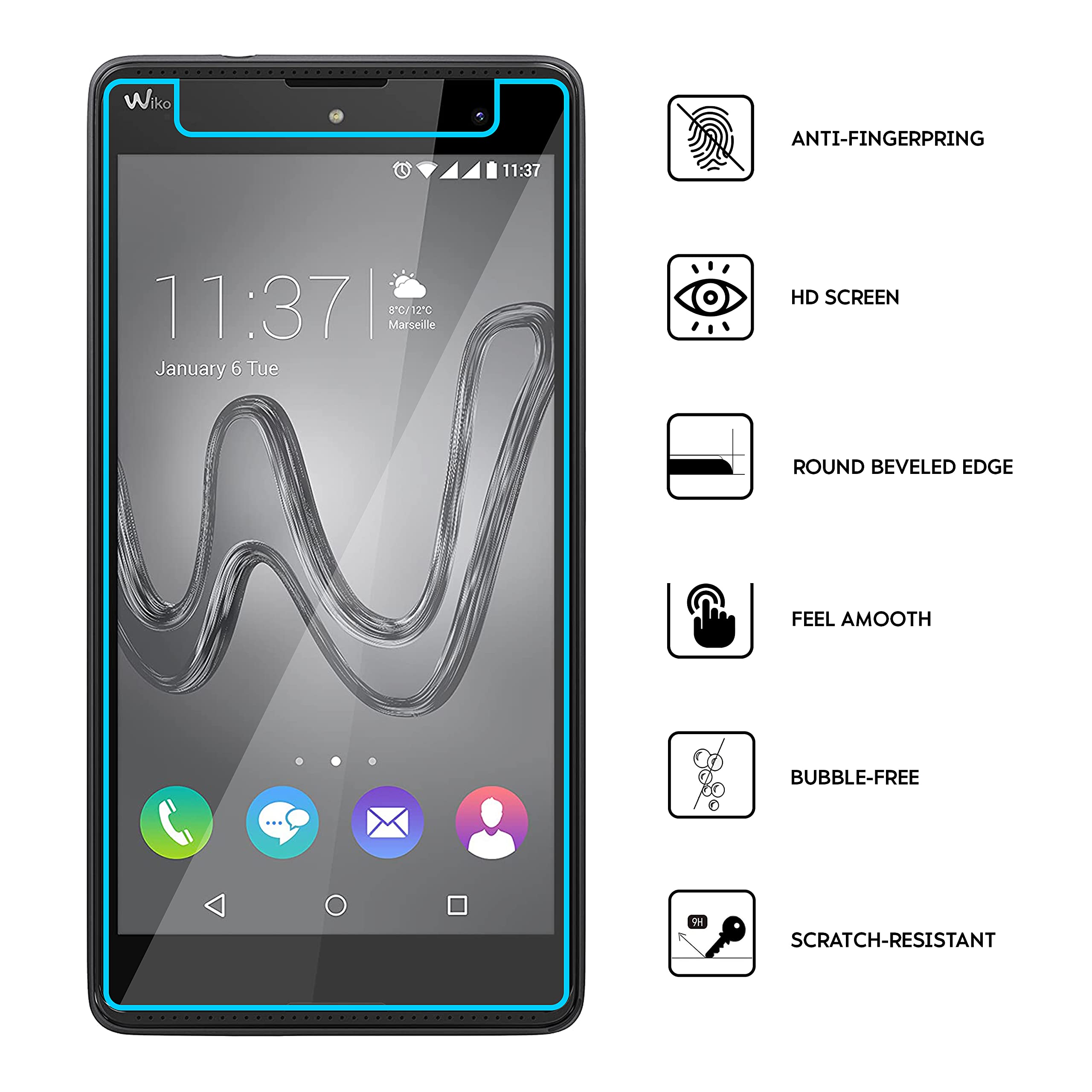 Nandu ZenGlass Pellicola Protettiva Flessibile Per Wiko Robby - Protezione Schermo Ibrida Vetro-Plastica, 9H, Made In Germany - copertina