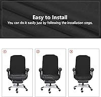 Vista 5 de SARAFLORA Funda para Silla de Oficina - Mediano, Negro - Funda Extraíble para Silla de Computadora para Silla de Oficina con Cremallera para Silla