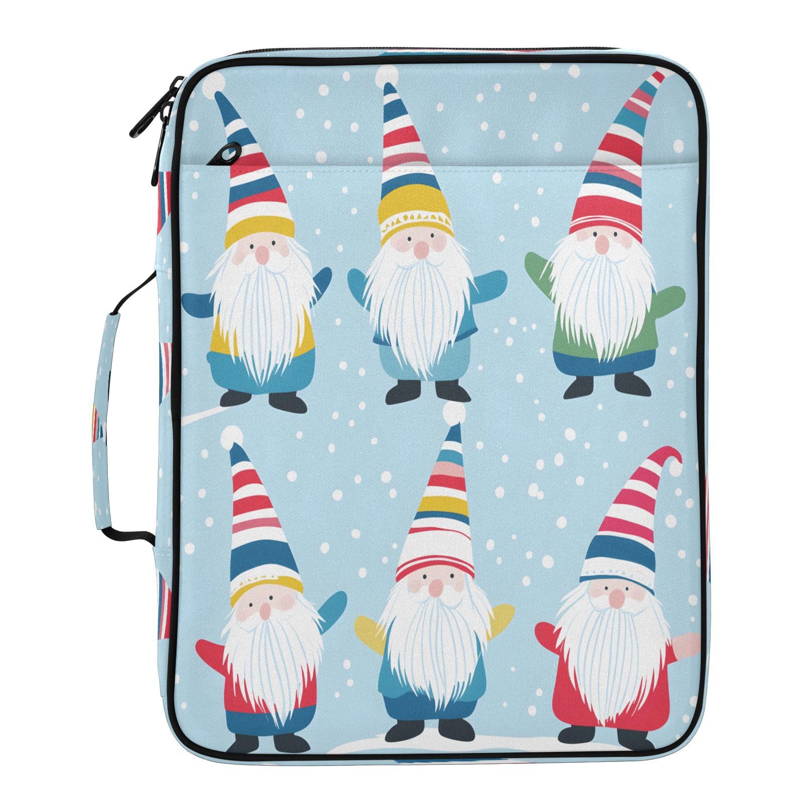 Raccoglitore espandibile a 3 anelli, con gnomo natalizio e neve, con 7 tasche, per scuola, ufficio, viaggi