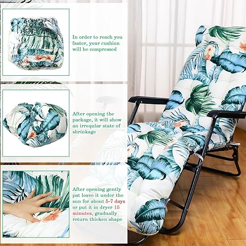 Miniatura 2 de Sintuff 2 cojines para silla de salón de 67 x 21 pulgadas, cojín mecedor para exteriores para muebles de exterior, cojines florales gruesos para