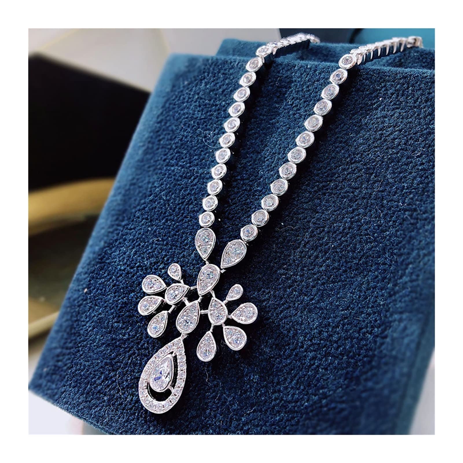 Collares para mujer Nuevos juegos de joyas de compromiso de boda de plata esterlina 925 de lujo for novia Charms Lab Diamond Hangling Pendientes Collar Regalo cumplir
