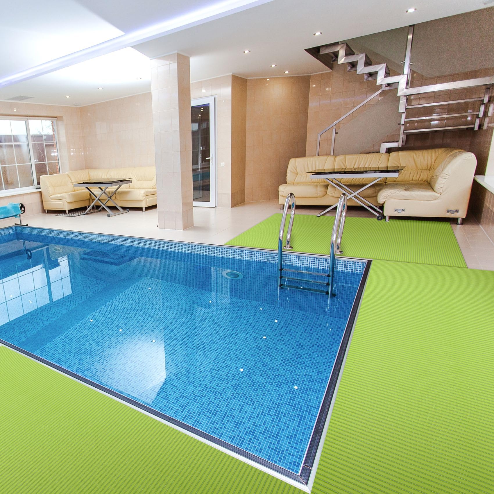 ANRO Alfombrilla de baño de espuma suave, antideslizante, 400 x 130 cm, color verde manzana