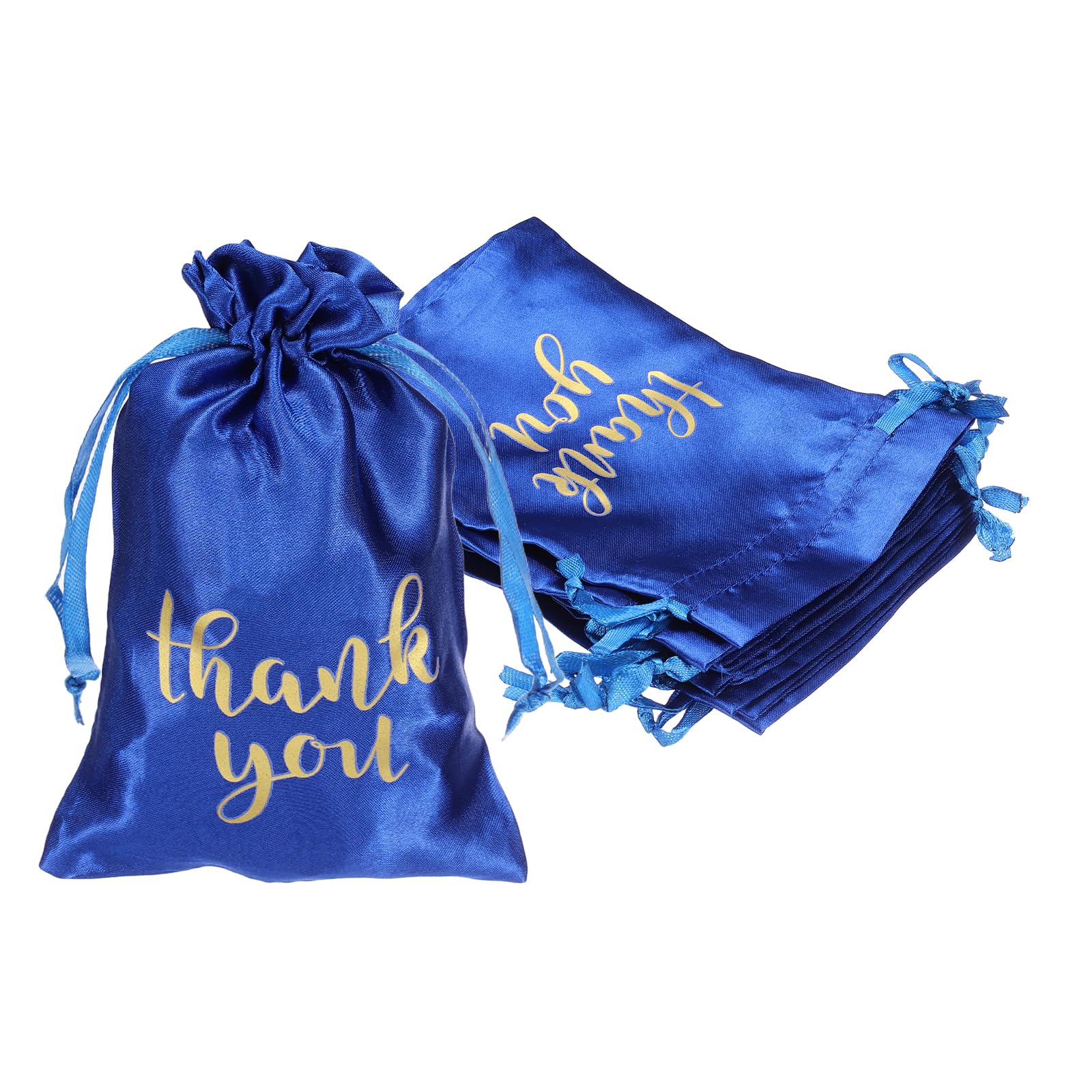 PATIKIL Thank You Satin Gift Bags, (4 x 6 Inch, Blue) (50Pcs), Satin Drawstring Favor Bags Gift Pouches with Drawstrings, Suit for - Wedding/Festival/Birthday/Celebration