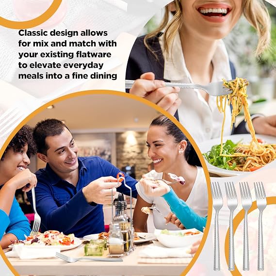 Minatee 100 Pieces Metal Forks Set Bulk 6.7 Inches Stainless Steel Dinner Forks Silverware Flatware Fork Salad Forks for Home Restaurant Kitchen Dishwasher Safe