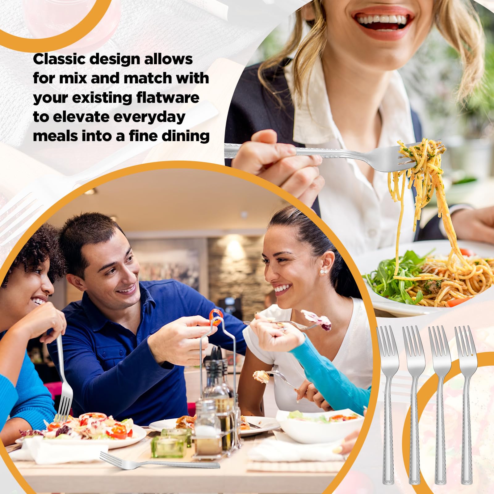 Minatee 100 Pieces Metal Forks Set Bulk 6.7 Inches Stainless Steel Dinner Forks Silverware Flatware Fork Salad Forks for Home Restaurant Kitchen Dishwasher Safe — Amazon image 4