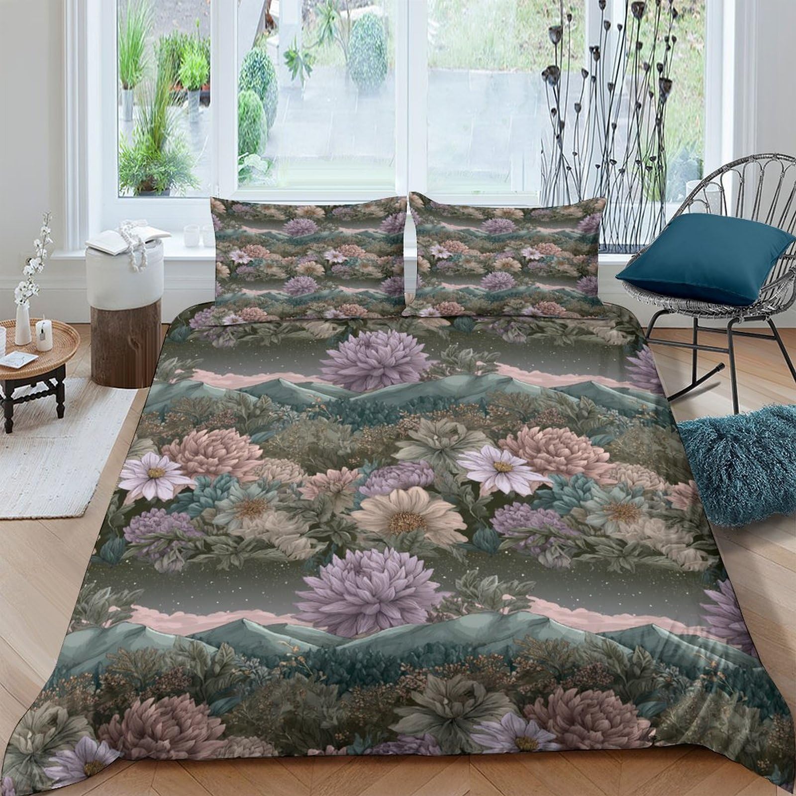 Ctjqhvkz Style-6 3D Printed Botanical Garden Fitted Sheet Microfiber Soft Floral Meadow Bed Cover For Bedroom Dorm Mattress Protection Decor Single（135X200cm）