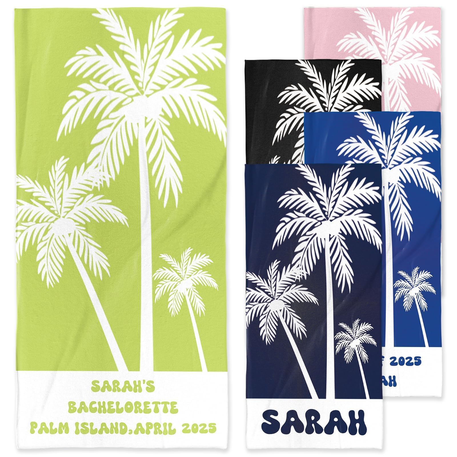 Infiher Personalised Beach Towels for Adults,Custom 280gsm-420gsm Thick Soft Absorbent Beach Towel with Name,Customised Kids Monogrammed Towels for Swim,Bath,Pool,Vacation,Gifts - Palm Tree โ image 1