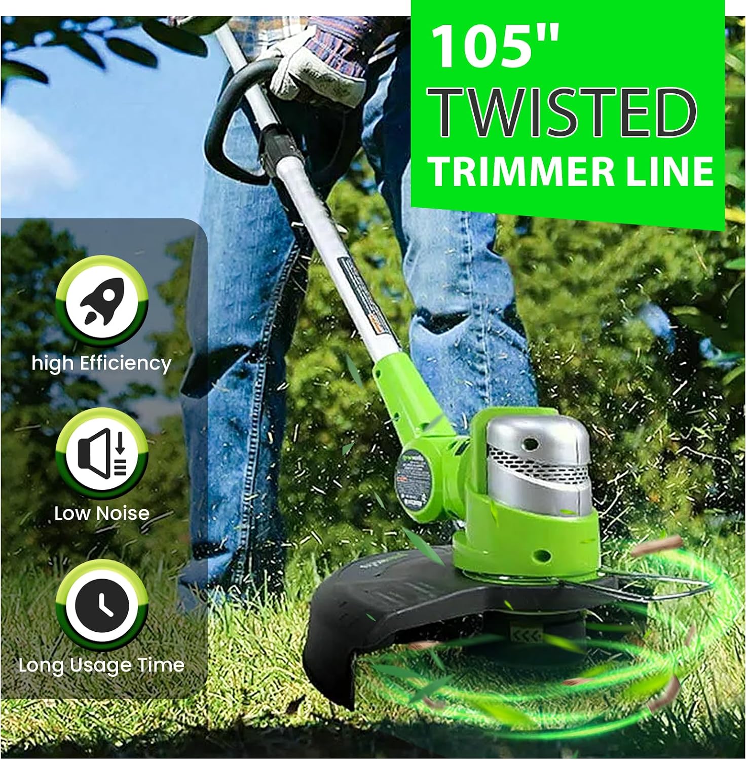 105 Trimmer Line Twist, Twisted Trimmer Line 105, Heavy-Duty 105 Weed Eater String, String Trimmer Line .105In-860Ft-3Lb, 105 Weed Eater Line Compatible with Ryobi, Ego, Greenworks String Trimmers