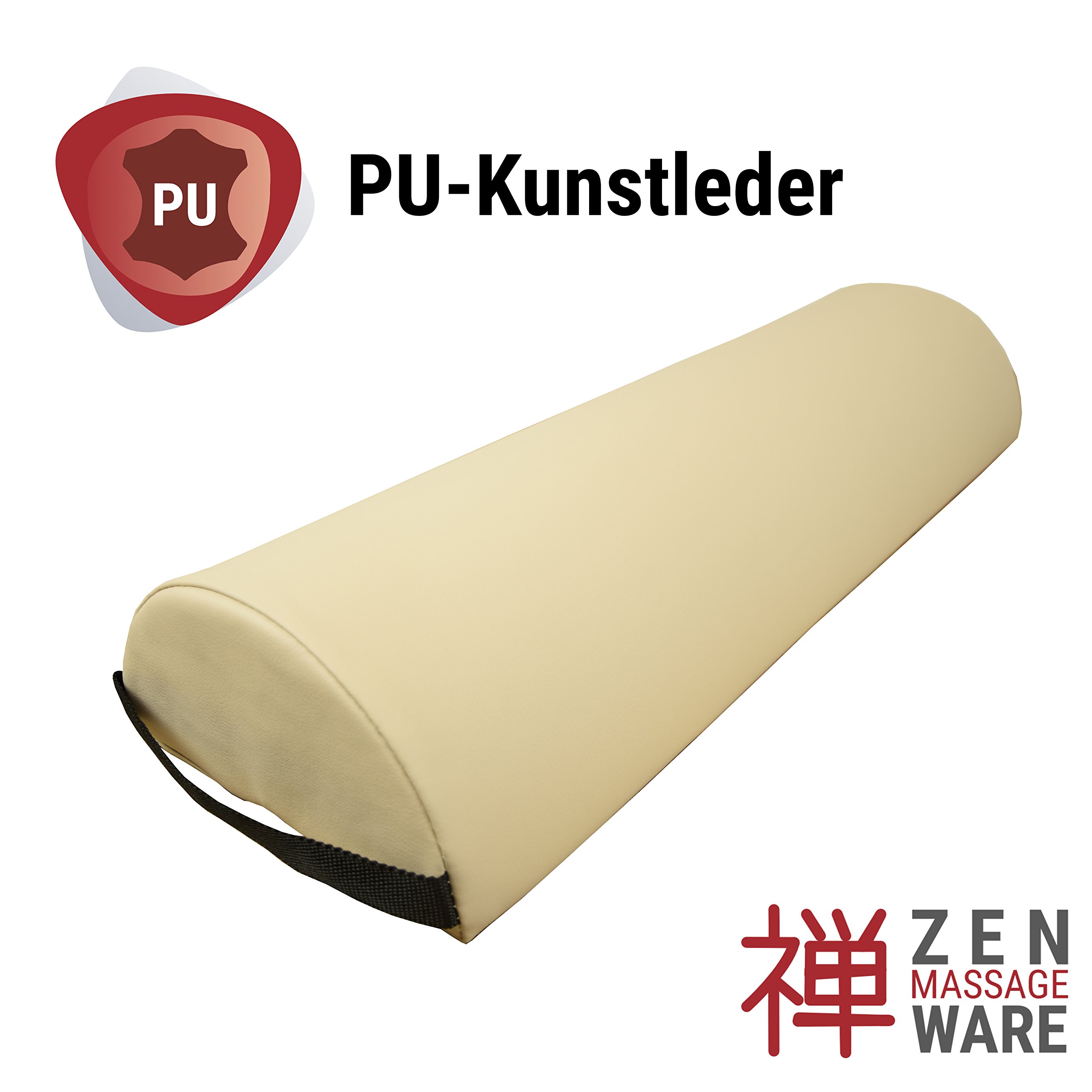 Zen Knierolle Lagerungsrolle 60x23x11cm Halbrolle für Massageliegen & Physiotherapie halbrunde Nackenrolle & Beinrolle - Kniekissen Massage Zubehör für Knie, Beine, Füße & Rücken zur Lagerung (Cremé)