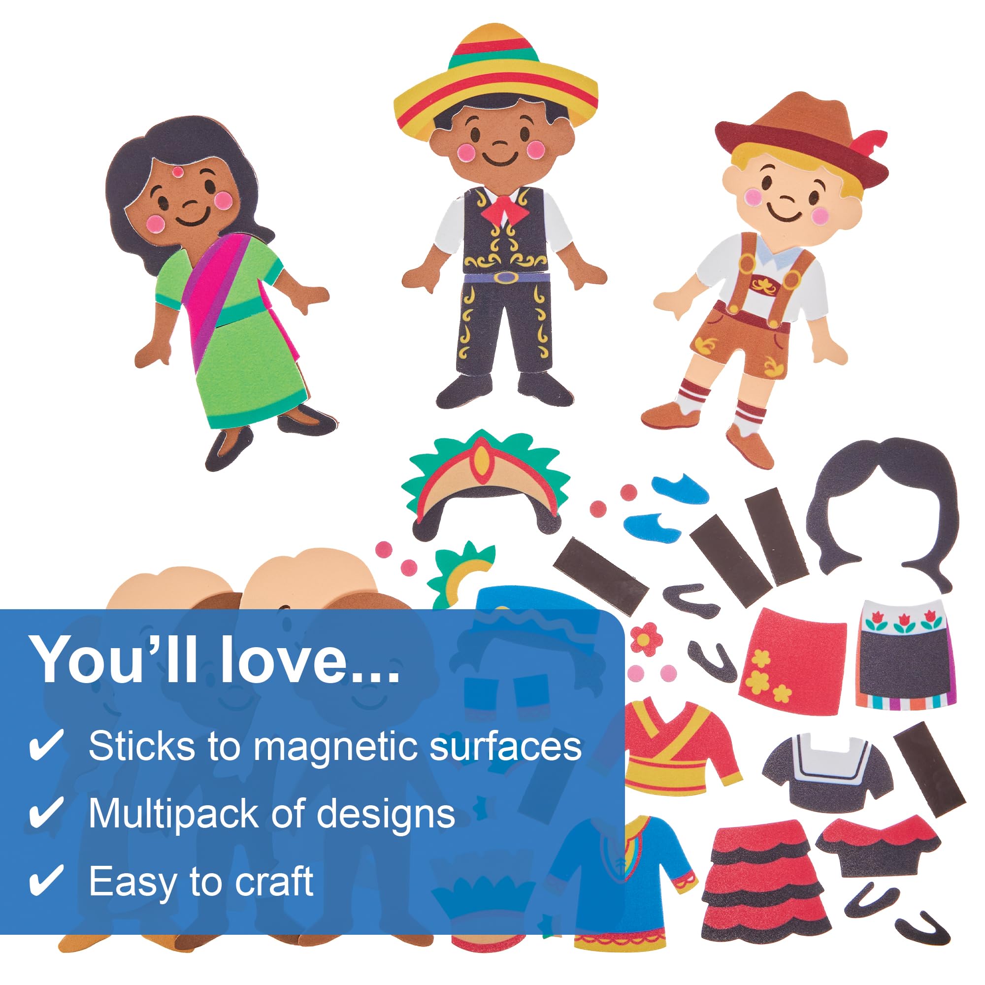 Baker Ross FN014 Around the World Dress Up Magnet Kits - Pack of 8, Educational Arts and Crafts Kits, Learning Resources - Image 3