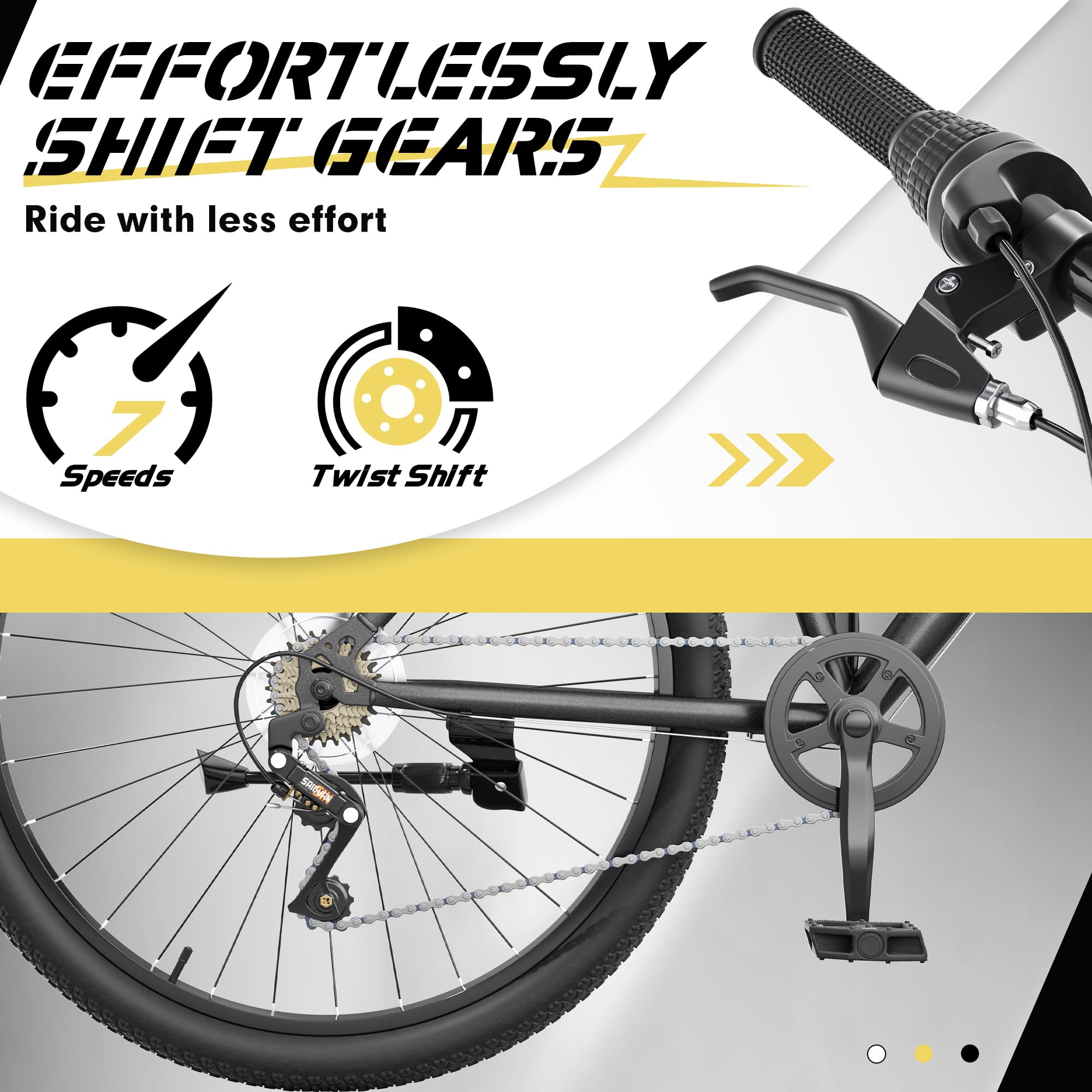 Hardtail Mountian Bikes with 7/21 Speeds Drivetrain, 26 Inch Wheel Mountian Bicycles with Front Suspension, Widened Frame Commuting Bikes with V/Dual Disc Brake