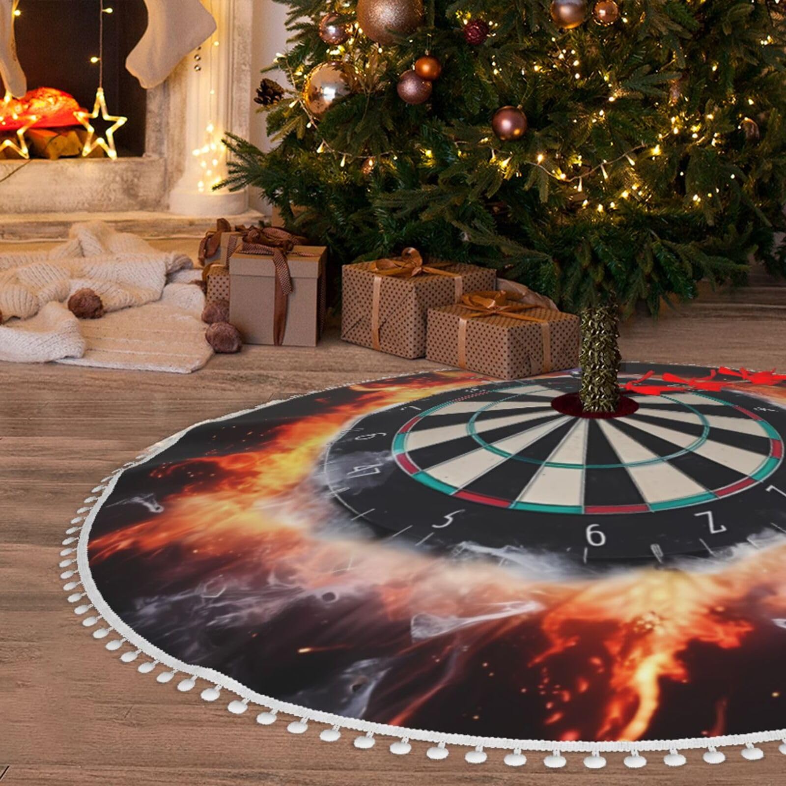 Jupe de sapin de Noël rustique tapis décoration arbre fête 121 cm