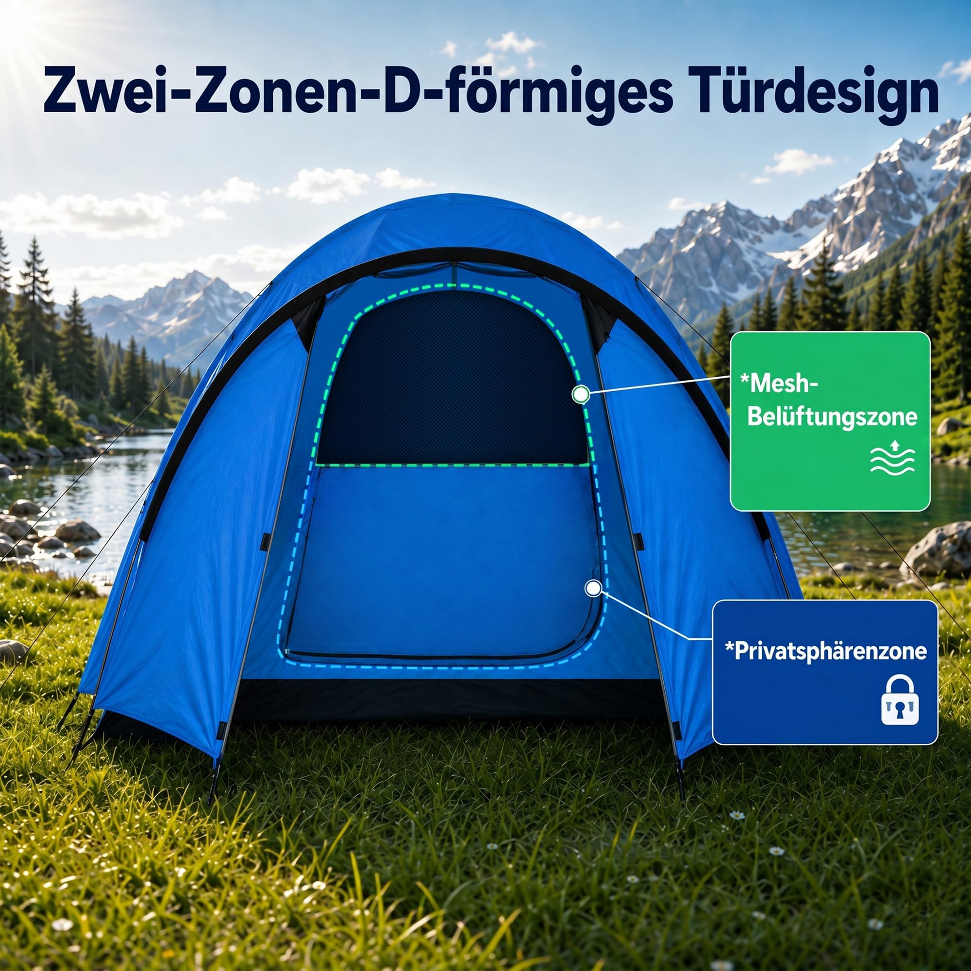 High Peak Kuppelzelt, Campingzelt mit Vorraum, 2-in-1 Innenzelt und Regenplane, PU 1500 mm, Wannenboden, Belüftung, Glasfaserstangen, kompaktes Zelt für Trekking, Festival, Reise und Outdoor-Camping